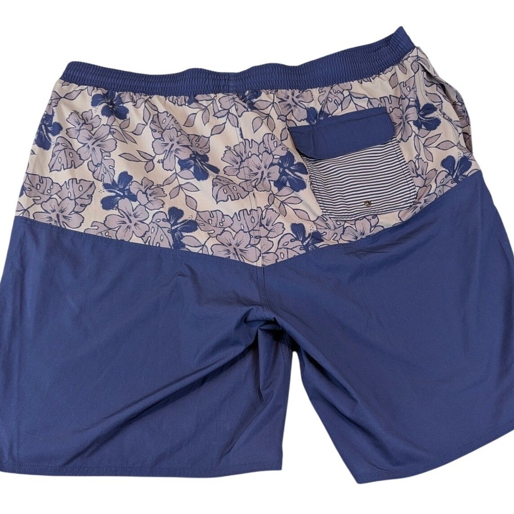 Rochester Mens 2XL Blue Floral Board Shorts Tropical Swim Trunks Mesh Lined